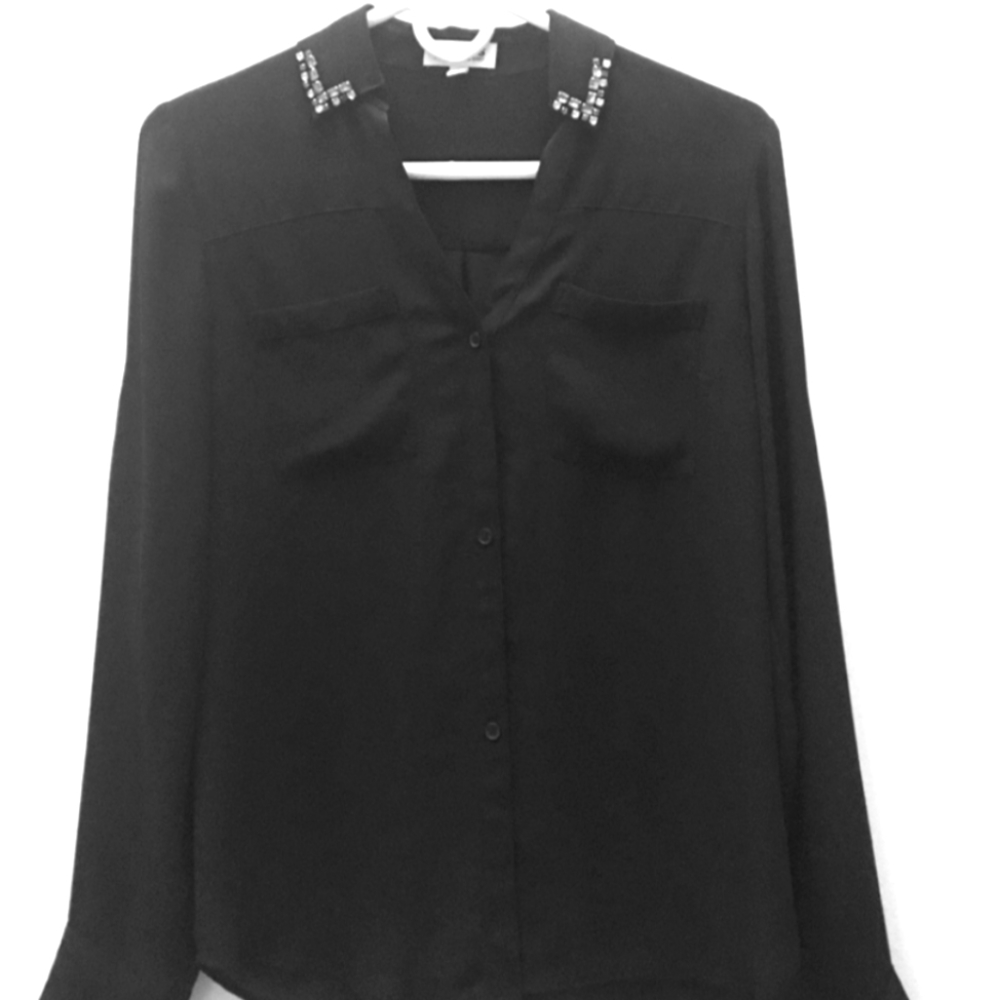 Stunning Bling Collar Portofino Blouse